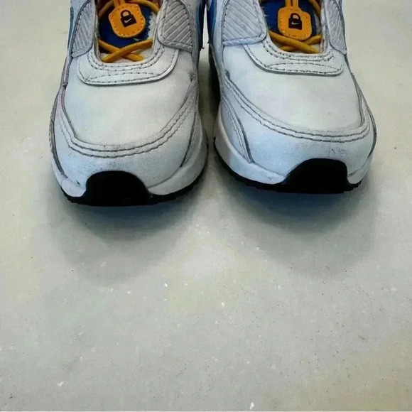 Nike Air Max 90 Toggle Slip On Kids Unisex White Yellow Blue Size 5C - Picture 4 of 12